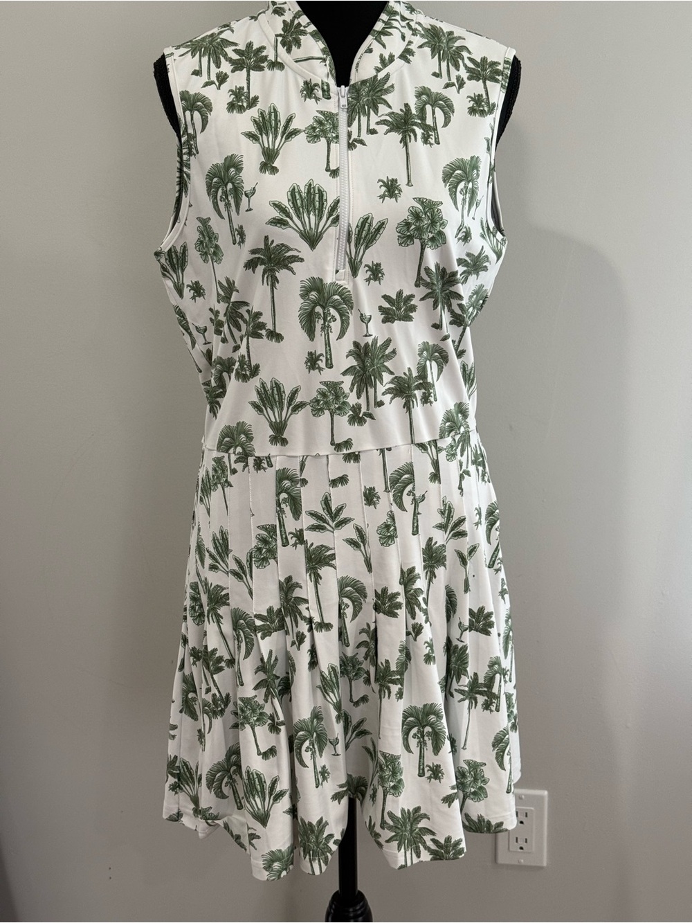 Smith&Quin XLSleeveless White Dress with Green Palm Print w Pocket 393 - Picture 1 of 9